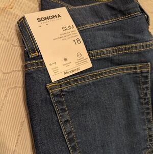 Boys Jeans Size 18 Slim, Sonoma, Kohls, Medium - Dark Wash